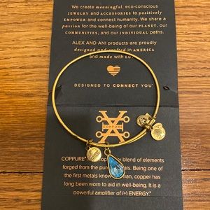 Alex and Ani Gold Blue gem bracelet